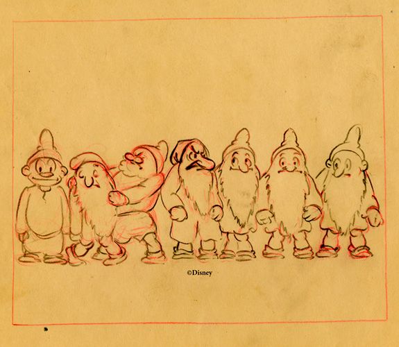 575x500 Pieces Of The Past Animationandsoforth Early Character Designs - Snow White And The Seven Dwarfs Sketches