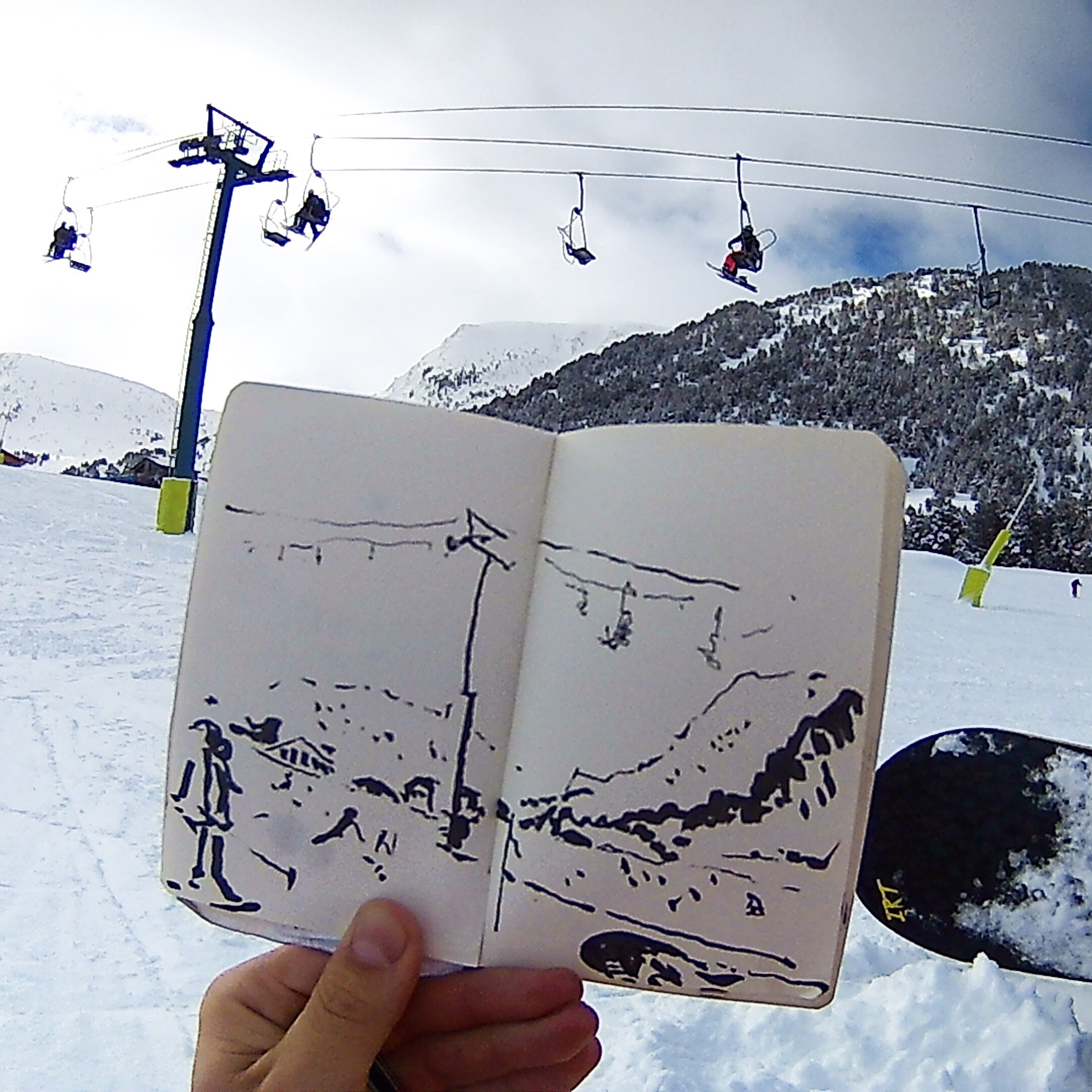 2400x2400 1798 Sunny Snowboard And Sketch Andorra A Fresh Drawing Everyday - Snowboard Sketch