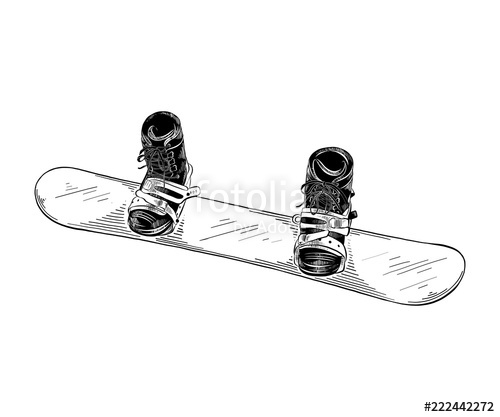 500x417 Vector Engraved Style Illustration For Posters, Decoration And - Snowboard Sketch