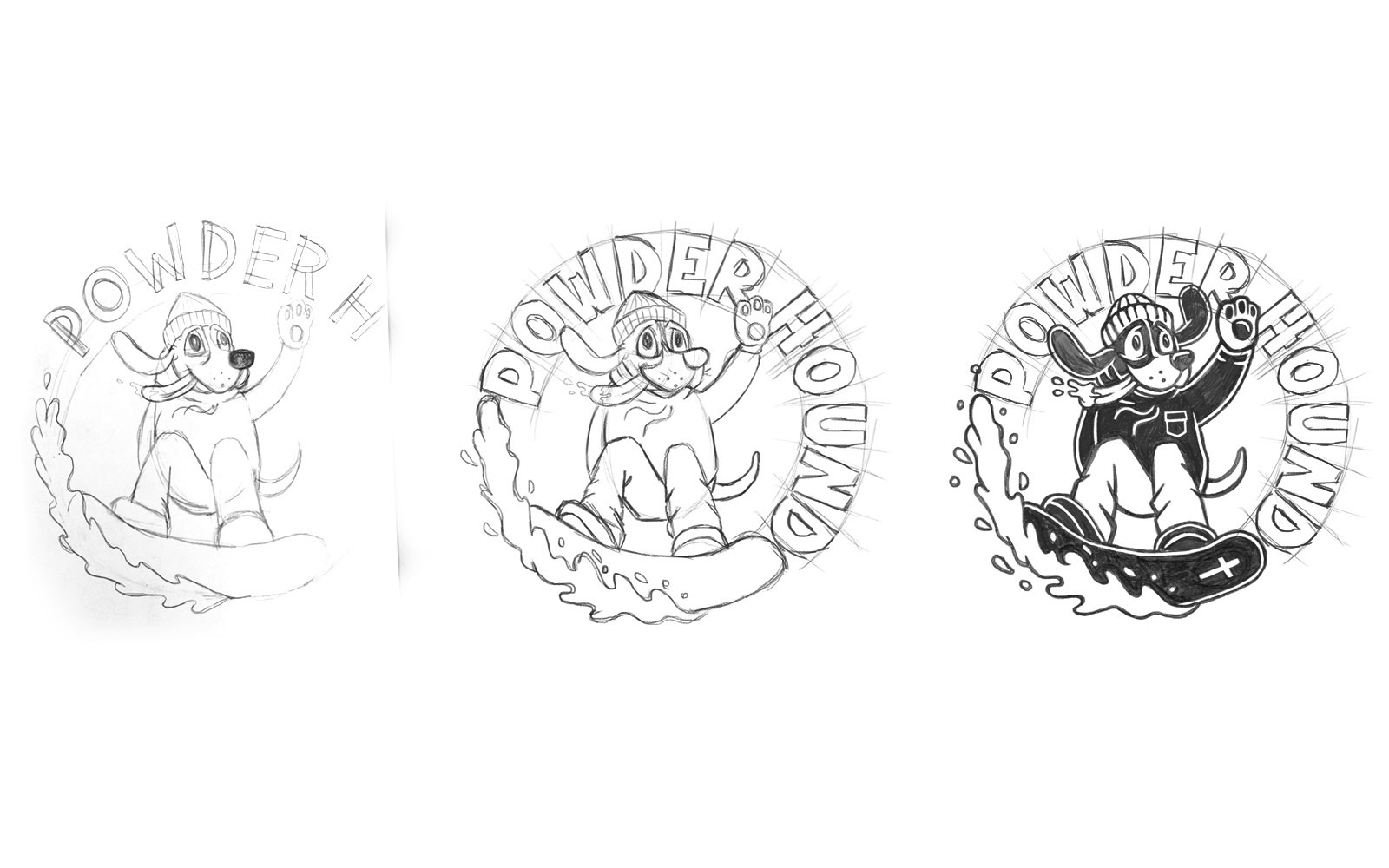 1600x1000 Odd Soul Portfolio Illustration Logo Design Sketches Powder Hound - Snowboard Sketch