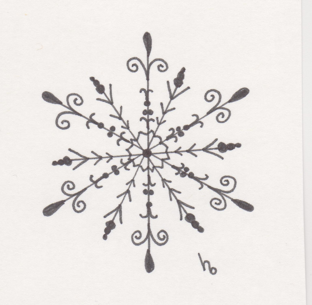 1024x1002 Snowflake Sketch 1 This Was Drawn Using A Sharpie Pen And - Snowflake Sketch