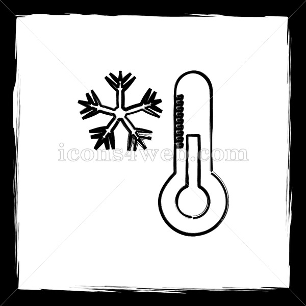 600x600 Snowflake With Thermometer Sketch Icon. - Snowflake Sketch