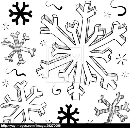 512x504 Winter Snowflake Sketch Vector - Snowflake Sketch