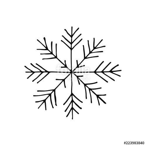 500x500 Snowflake Sketch Isolated On White Background Stock Image And - Snowflake Sketch