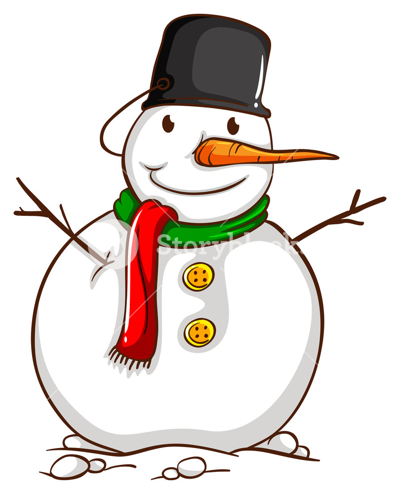 810x1000 Illustration Of A Sketch Of A Snowman On A White Background - Snowman Sketch