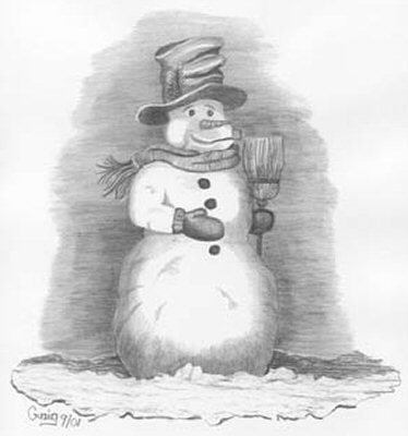 374x400 Snow Man Pencil Sketch - Snowman Sketch