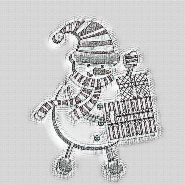 615x615 Snowman Sketch Free Stock Photo - Snowman Sketch