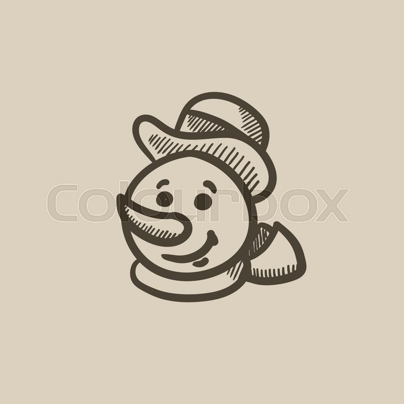 800x800 Snowman Head Vector Sketch Icon Isolated On Background. Hand Drawn - Snowman Sketch
