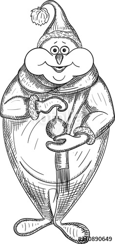 235x500 Decorative Christmas Snowman Sketch. Stock Image And Royalty Free - Snowman Sketch