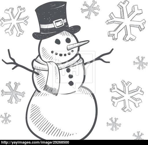 512x502 Holiday Snowman Sketch Vector - Snowman Sketch Images