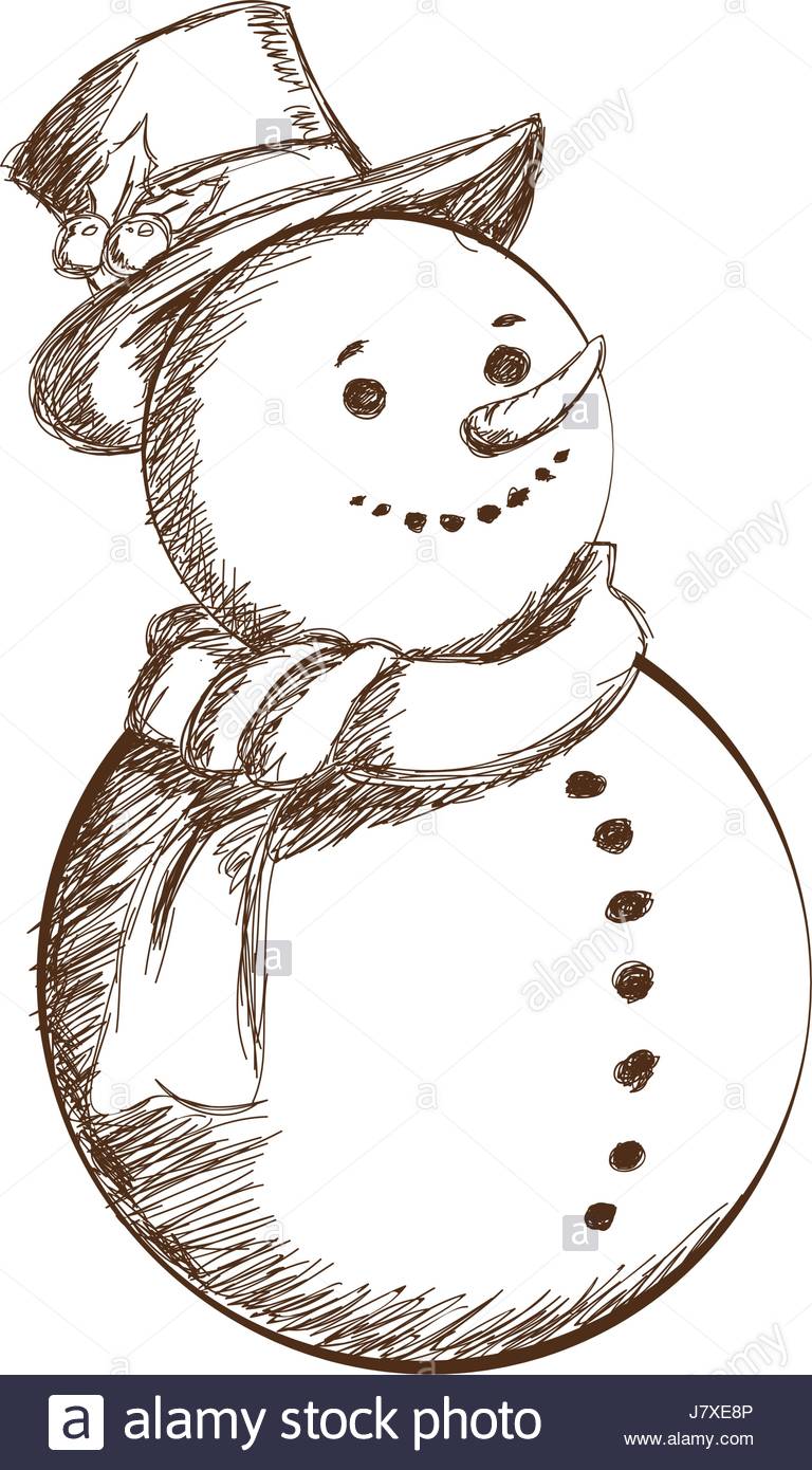 768x1390 Collection Of Vintage Snowman Drawing High Quality, Free - Snowman Sketch Images
