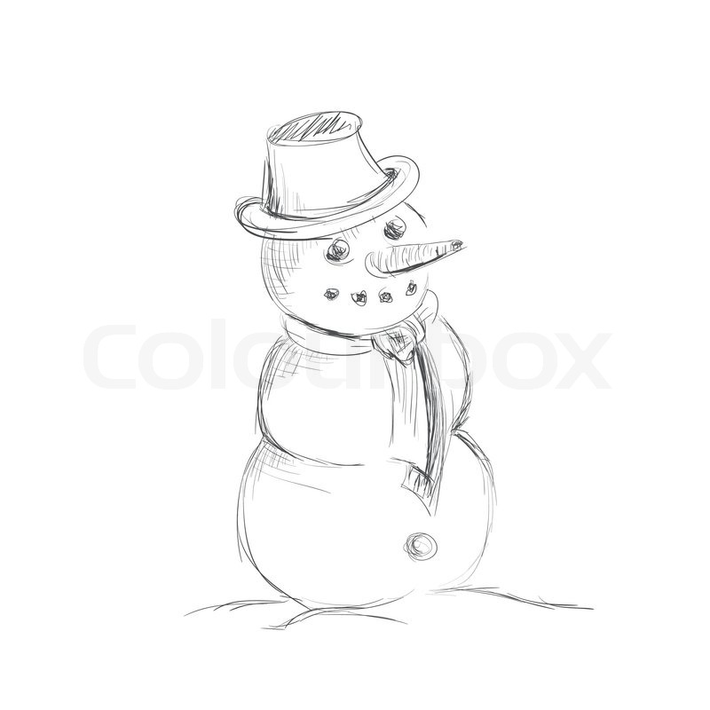 800x800 Snowman Hand Drawn Illustration Sketch Stock Vector Colourbox - Snowman Sketch Images