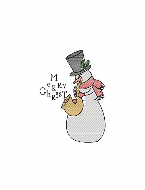 489x640 Snowman Playing Sax Sketch Embroidery Design - Snowman Sketch Images
