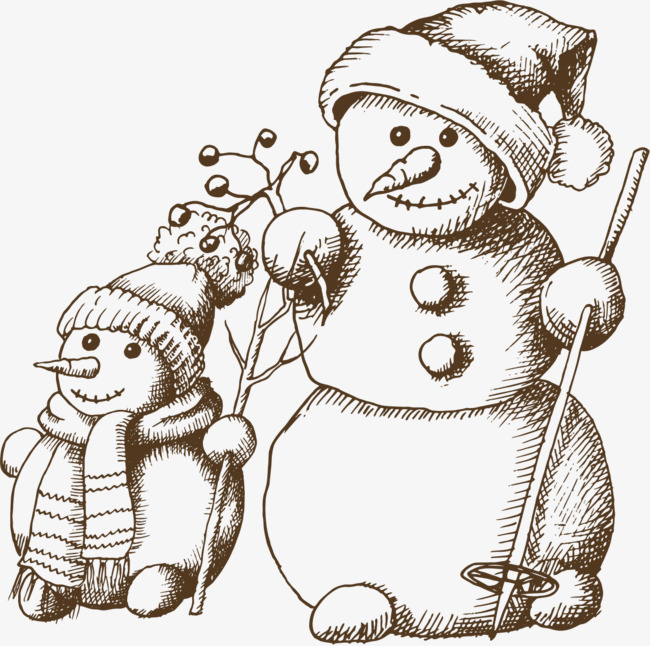 650x646 Winter Snowman Sketch Material, Winter Vector, Sketch Vector - Snowman Sketch Images