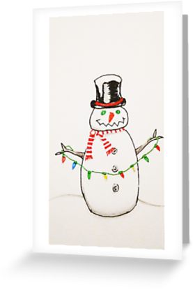 277x415 Snowman Sketch Tall 0001 Greeting Cards By Thatstickerguy Redbubble - Snowman Sketch Images