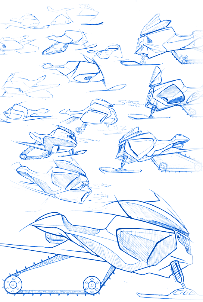 674x1000 Misc. Transportation Design By Tom Zipprian - Snowmobile Sketch