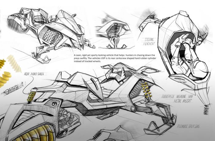 700x460 Snowmobile Concept Industrial Design Sketching - Snowmobile Sketch