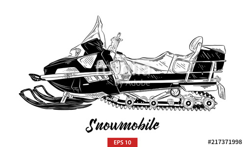 500x300 Vector Engraved Style Illustration For Posters, Decoration And - Snowmobile Sketch