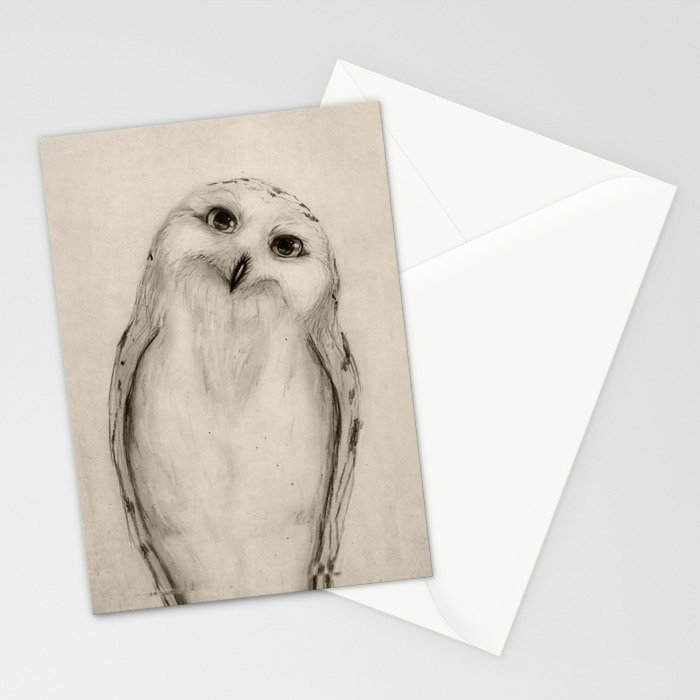 700x700 Snowy Owl Sketch Stationery Cards By Isaiahstephens Society6 - Snowy Owl Sketch