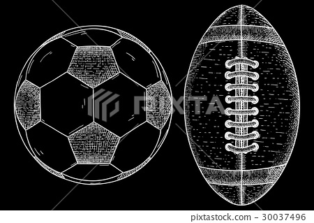 450x319 Rugby And Soccer Ball. Sketch - Soccer Ball Sketch