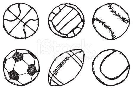 449x299 Ball Sketch Set Simple Outlined Isolated On White Background Stock - Soccer Ball Sketch