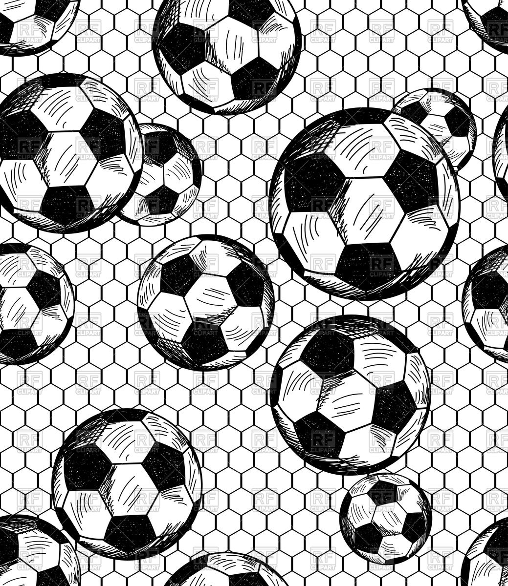 1039x1200 Football (Soccer) Theme Seamless Pattern In Sketch Style Vector - Soccer Ball Sketch