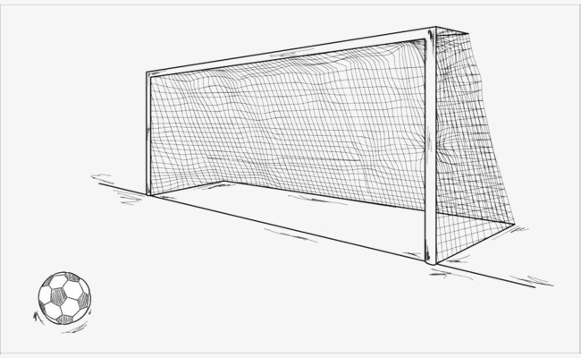 650x400 Hand Painted Soccer Door, Soccer Clipart, Line, Hand Painted Png - Soccer Goal Sketch