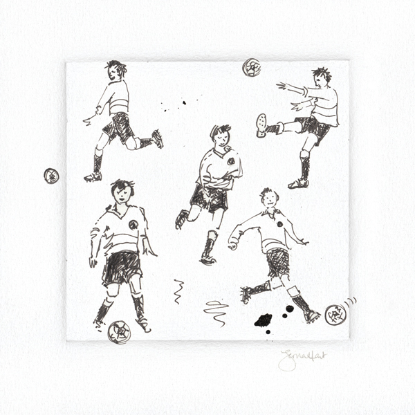600x600 Football Player Pen Sketch - Soccer Player Sketch