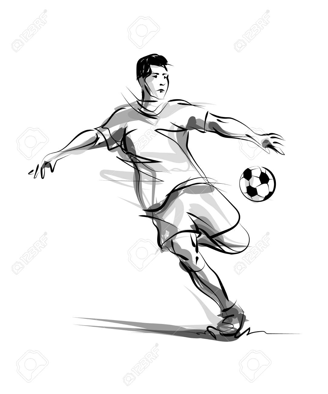 1083x1300 Footballer Clipart Sketch - Soccer Player Sketch