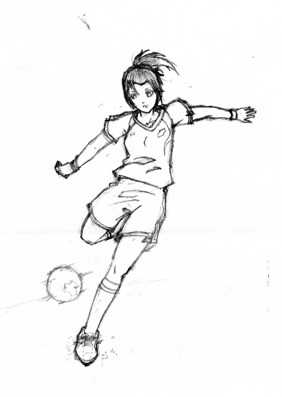 Женский футбол рисунки карандашом
