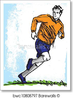 285x382 Art Print Of Sketch Of Soccer Player. Vector Illustration - Soccer Player Sketch
