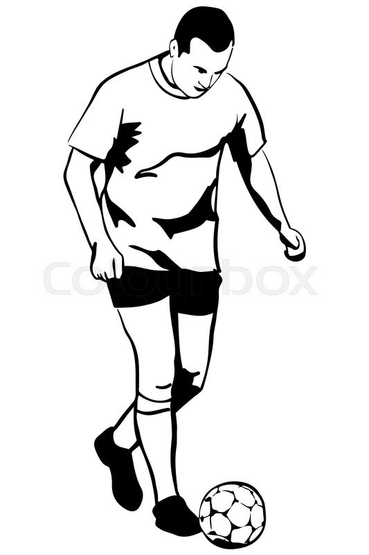 533x800 Black And White Vector Sketch Soccer Soccer Player In Action - Soccer Player Sketch