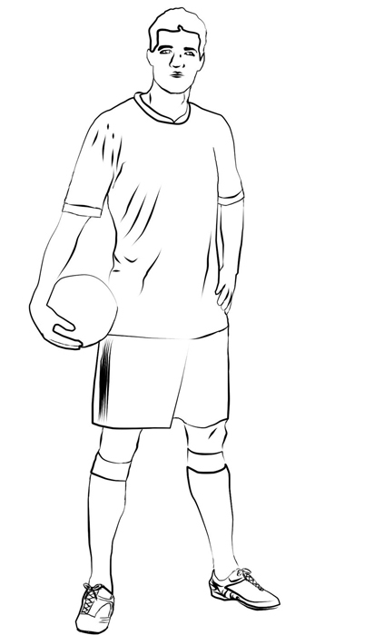 423x700 Colorings Soccer Player Sketch - Soccer Player Sketch