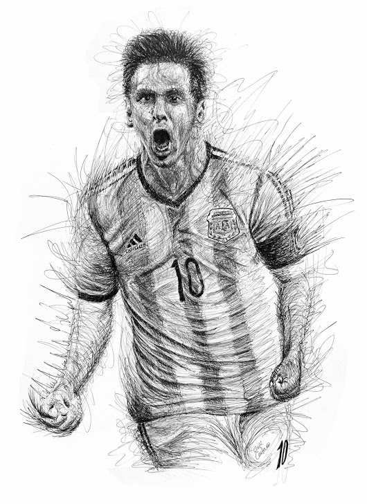 530x728 Lionel Messi Scribble - Soccer Sketch