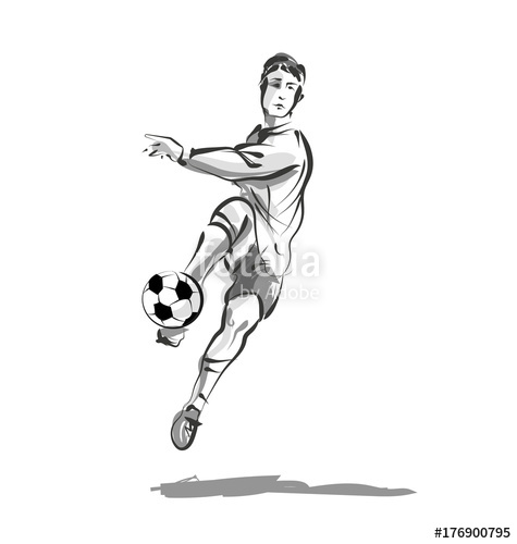 475x500 Vector Line Sketch Of Soccer Player Stock Image And Royalty Free - Soccer Sketch