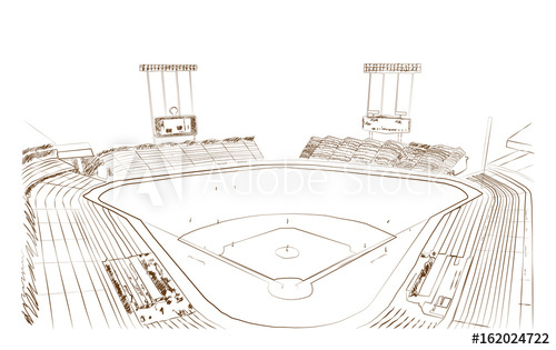 500x315 Sketch Of Baseball Stadium, Vector. - Soccer Stadium Sketch