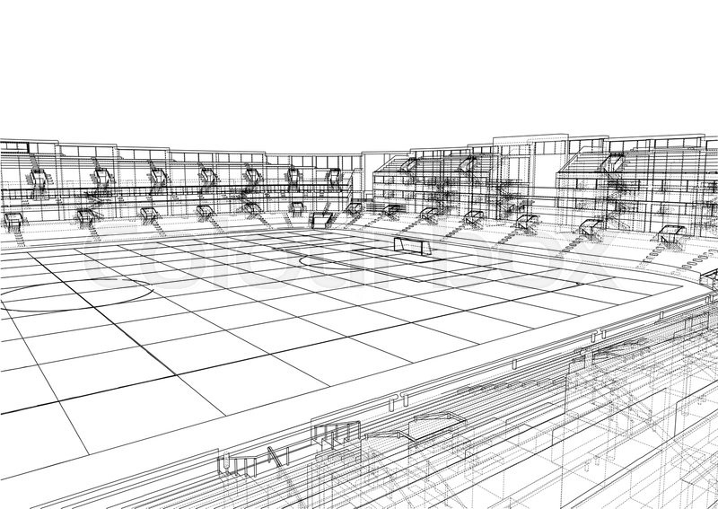 800x567 Soccer Stadium Or Football Arena Concept. Vector Rendering Of 3d - Soccer Stadium Sketch