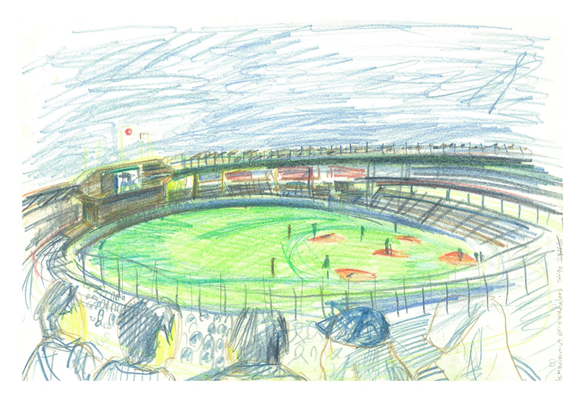 1920x1323 Chiba Marine Stadium, Tokyo Drawing By Andy Brown Saatchi Art - Soccer Stadium Sketch