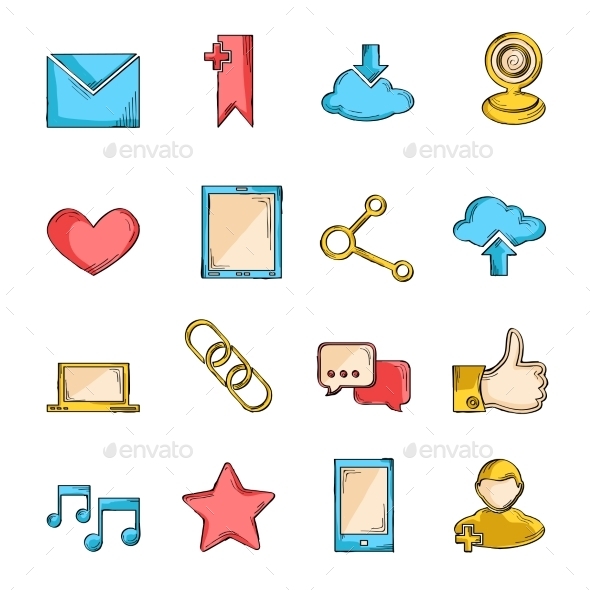 590x590 Social Network Icons Sketch By Macrovector Graphicriver - Social Icons Sketch