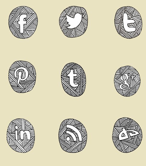 485x552 Free Sketch Social Media Icon Set Psd - Social Media Sketch