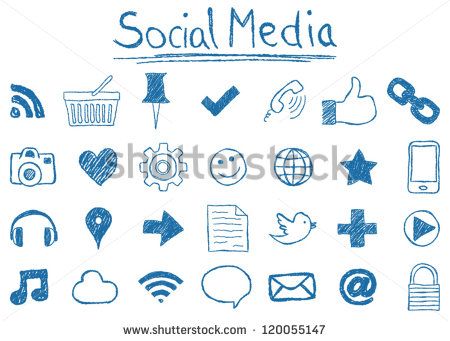 450x341 Illustration Of Social Media Icons, Hand Drawn Style.social Sites - Social Media Sketch