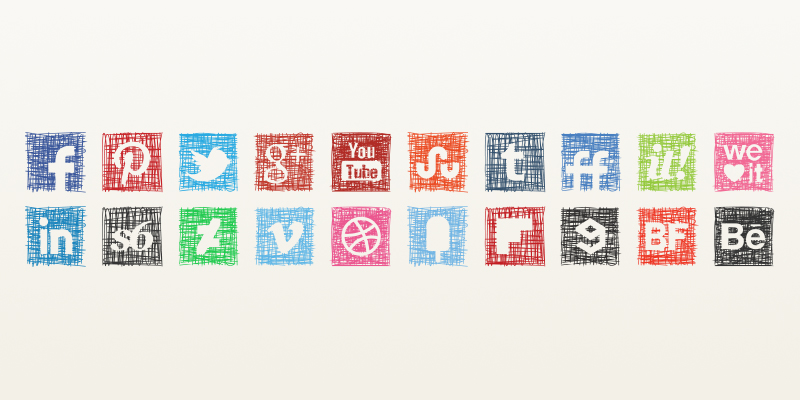 800x400 Pen Sketch Icons Set - Social Media Sketch