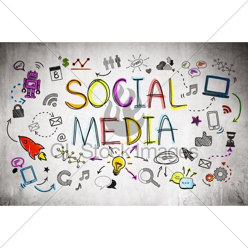 500x500 Social Media Icons Sketch Gl Stock Images - Social Media Sketch