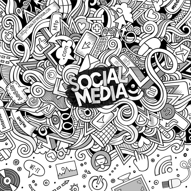 800x800 Cartoon Cute Doodles Hand Drawn Internet Illustration. Line Art - Social Media Sketch