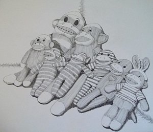 300x258 Sock Monkey Drawings Fine Art America - Sock Monkey Sketch