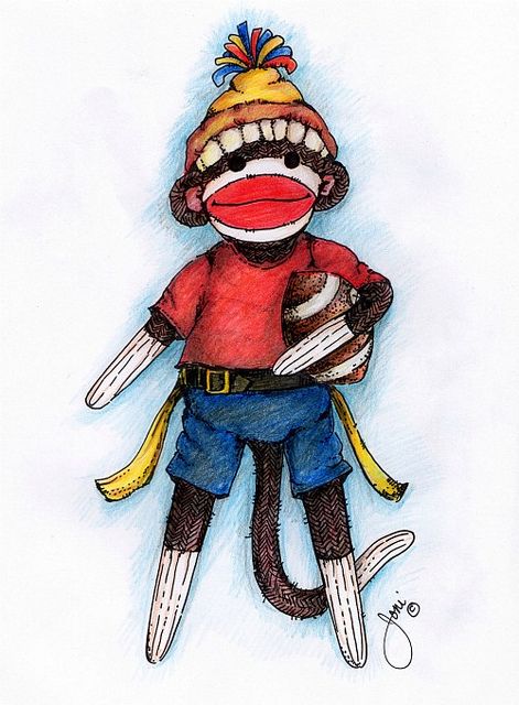 471x640 Sock Monkey Flag Football Monkey, Socks And Sketch Ideas - Sock Monkey Sketch