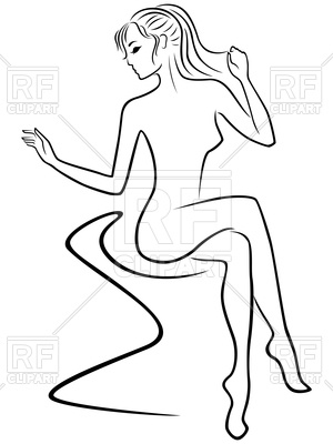 300x400 Graceful Stylish Woman Sitting On Sofa, Sketch Vector Image - Sofa Sketch