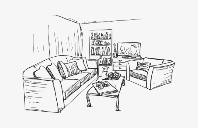 650x420 House Sketch, Sofa, Living Room, Sketch Png And Vector For Free - Sofa Sketch