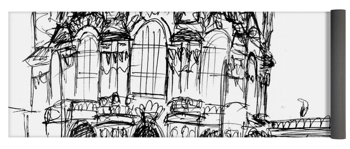 1171x500 Sketch Of Zwinger Building Yoga Mat For Sale By Sofia Metal Queen - Sofia Sketch