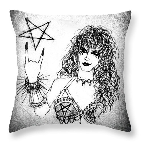 500x500 Black Metal Girl. Sofia Metal Queen. Sketch Throw Pillow For Sale - Sofia Sketch